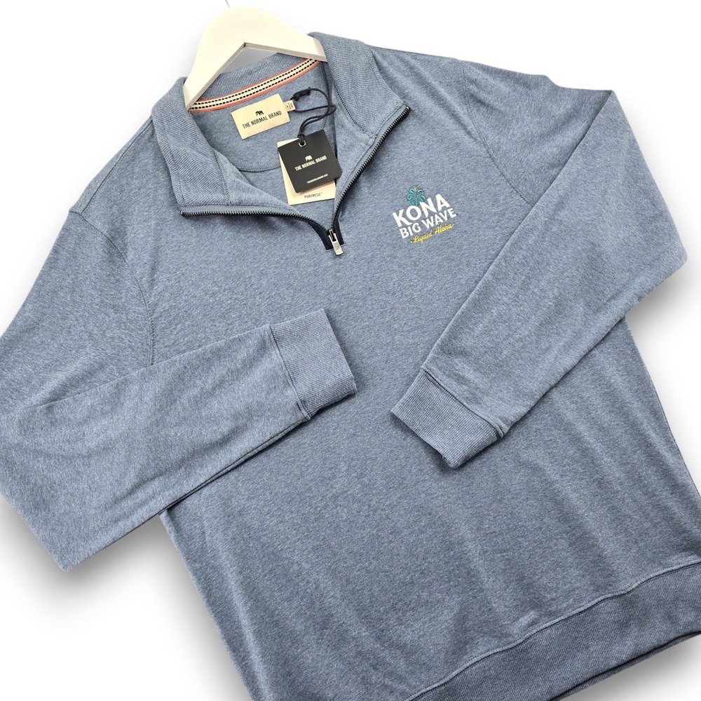 The Normal Brand Kona Big Wave Puremeso Quarter Zip Mens Med Blue Pullover NWT